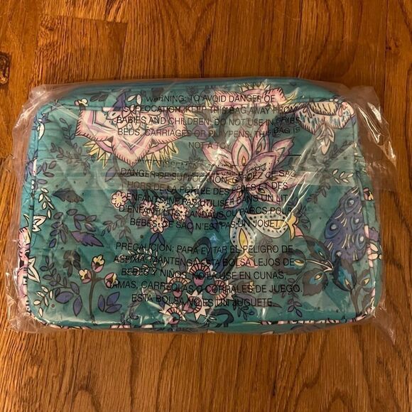 Vera Bradley Factory Style Large Blush and Brush Makeup Case Peacock Garden NWT - Picture 6 of 6